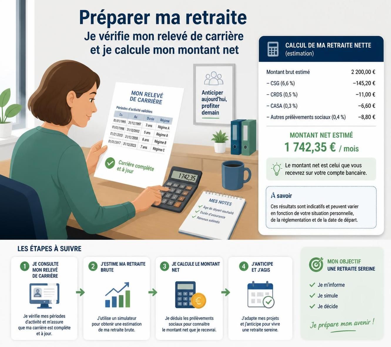 découvrez une méthode simple et efficace pour calculer vous-même le montant net de votre retraite et préparer sereinement votre avenir financier.
